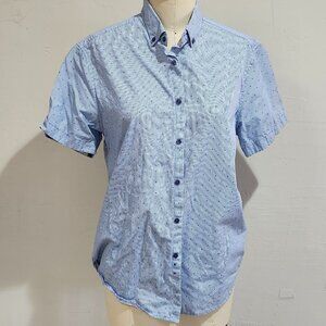 Denim and Flower Mens Button Down Short Sleeve Shirt Size M